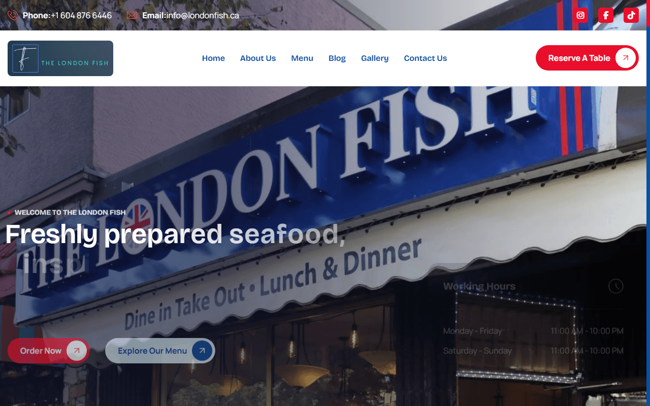 The London Fish — Seafood Restaurant Ordering & Location Experience